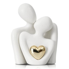 STAYOUNG Estatua de Pareja de Cerámica, Elegante Estatua de Abrazo de cerámica para decoración romántica del hogar y decoración Moderna del hogar, Mesa de Centro u Oficina (Blanco Mate)