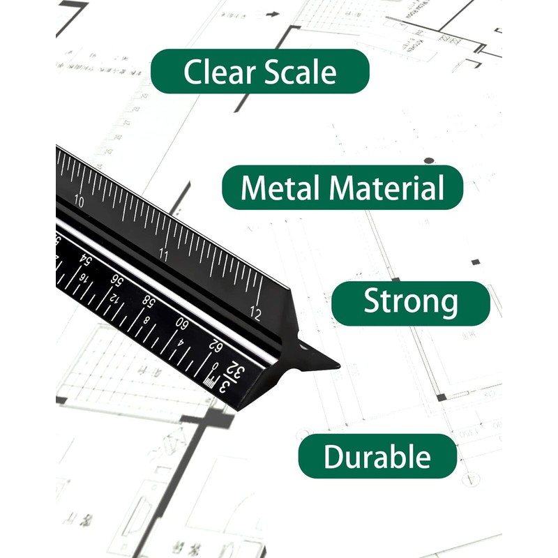 Gwybkq Architectural Scale Ruler 3 Pack Aluminum Triangular Ruler 12