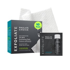 Paula's Choice SKIN PERFECTING 2% BHA Salicylic Acid Exfoliating Pads - Facial Exfoliant Pads for Blackheads, Enlarged Pores, Wrinkles & Fine Lines, 10 ct