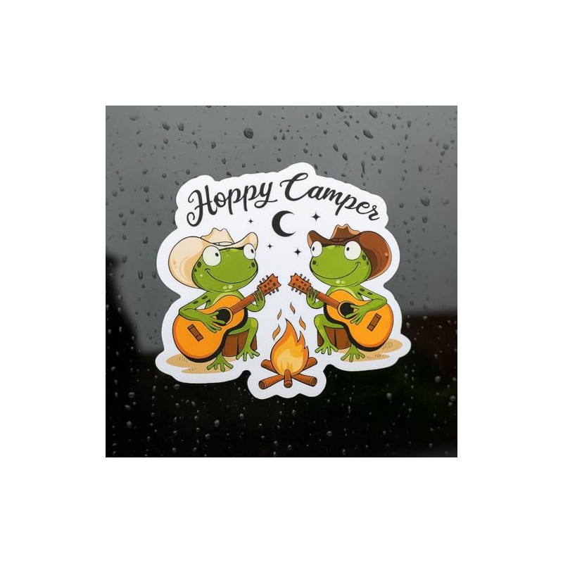 Banjo Frogs Playing Guitar Vinyl Sticker Decal 5x5 inches Camper