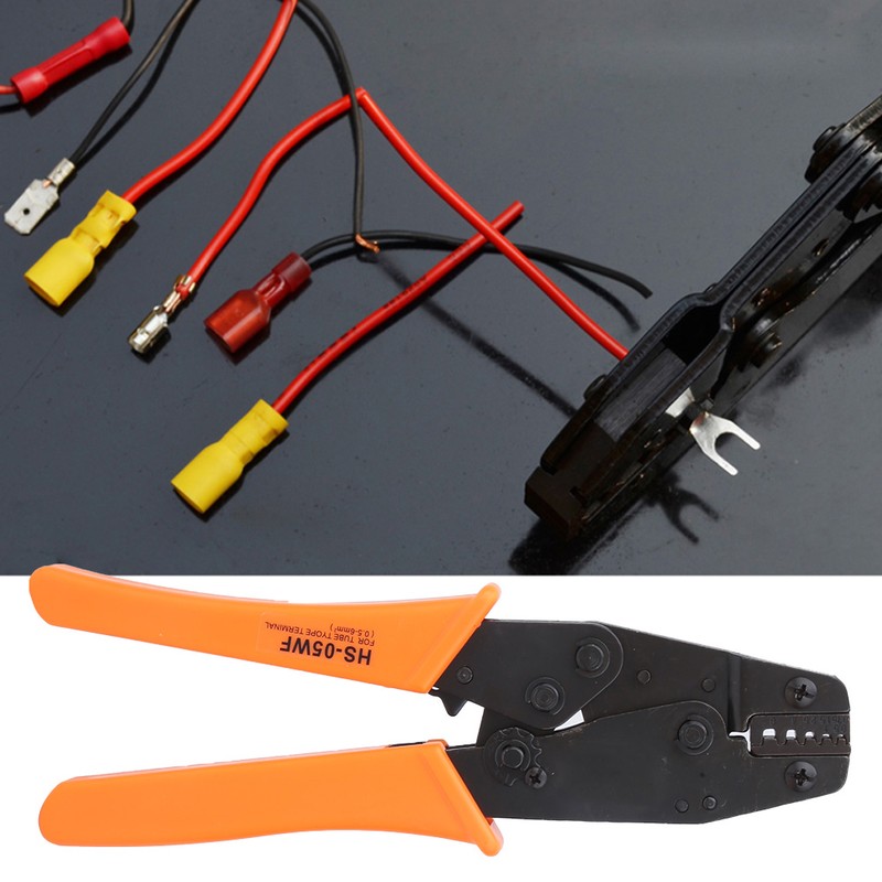 Ratchet Crimp Pliers Orange Handle Cable Crimping Hand Tool 0.5-6mm