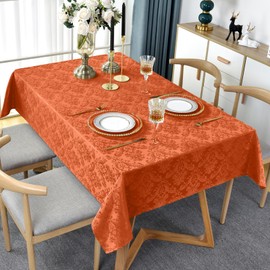 SASTYBALE - Mantel rectangular de jacquard de otoño, resistente a derrames oxidado y resistente a las arrugas, funda de mesa de damasco de poliéster suave para fiestas de cocina, Acción de Gracias, 52