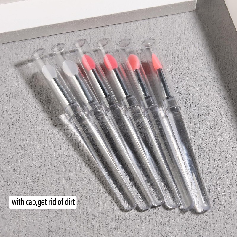 6Pcs Chrome Nail Powder Applicator Brushes, Silicone Head Nail Art