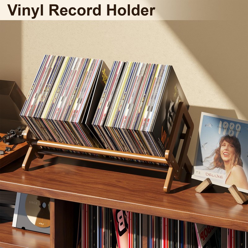 Aofure Premium Desktop Bookshelf, Bamboo Desk Bookshelf, Retro Brown Book
