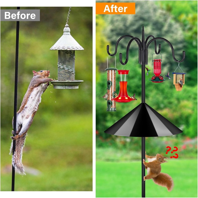 FEED GARDEN 4-Hook Squirrel-Proof Bird Feeder Pole - 92" Heavy-Duty