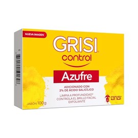 Grisi Farma - Grisi Jabón Control Azufre, Adicionado con 2% de ácido salicílico, limpia a profundidad, controla el brillo facial, exfoliante, 100g