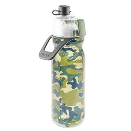 O2COOL Mist 'N Sip Misting Water Bottle 2-in-1 Mist And Sip Function With No Leak Pull Top Spout (Green Camo)