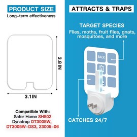 40 Pcs Sticky Refill Glue Cards, Replacement Glue Boards, Compatible with Safer Home SH502, Dynatrap DT3005W-DS3, DT23005-06, Targets Moth, Fly, Mosquito, Gnat and More, Extremely Sticky, Value Pack