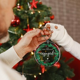 Engagement Ornament 2025, Our First Christmas Engaged Ornament, Engagement Gifts for Couples, Bride to Be, Women, Fiance, Her, Just Engaged Decorations