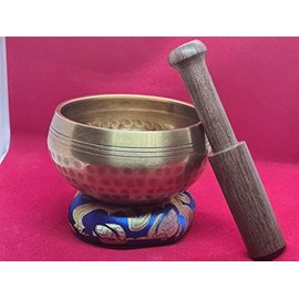 Master Healing Singing Bowl, Meditation Bowl, Nepalese Handmade Bowls with Cushion and Stick (9 cm)