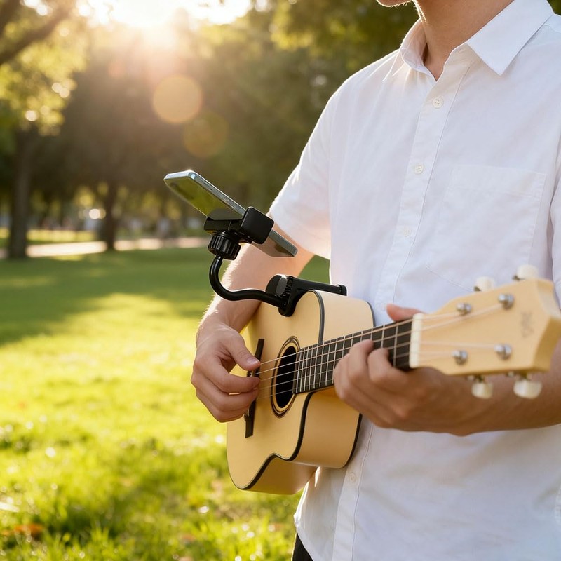 Guitar Phone Holder, Adjustable Guitar or Ukulele Phone Holder, Guitar