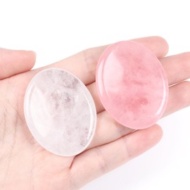 AWARDSEN Clear Quartz Healing Crystal, White Oval Shaped Thumb Worry Stone Pocket Nature Gemstone for Wiccan Supplies, Anxiety Stress Relief, Reiki Healing, Divination, Energy Balancing