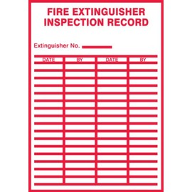 Accuform "FIRE Extinguisher Inspection Record" Signs Safety Label, 5" x 3.5", Adhesive Vinyl, Red on White (Pack of 5), LFXG529VSP