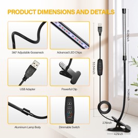 iPower 21 LED Grow Light with Full Spectrum for Indoor Plants, Adjustable Gooseneck, 3 Light Modes&10 Dimmable Levels, Auto 6H/9H/12H Timer, 2 Pack