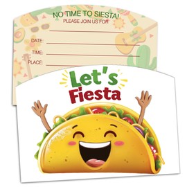 XIAOPNN Mexican Fiesta Birthday Party Invitation for Girls Boys, Kids Taco Bout Birthday Party Supplies, 30 Cards With 30 Envelopes