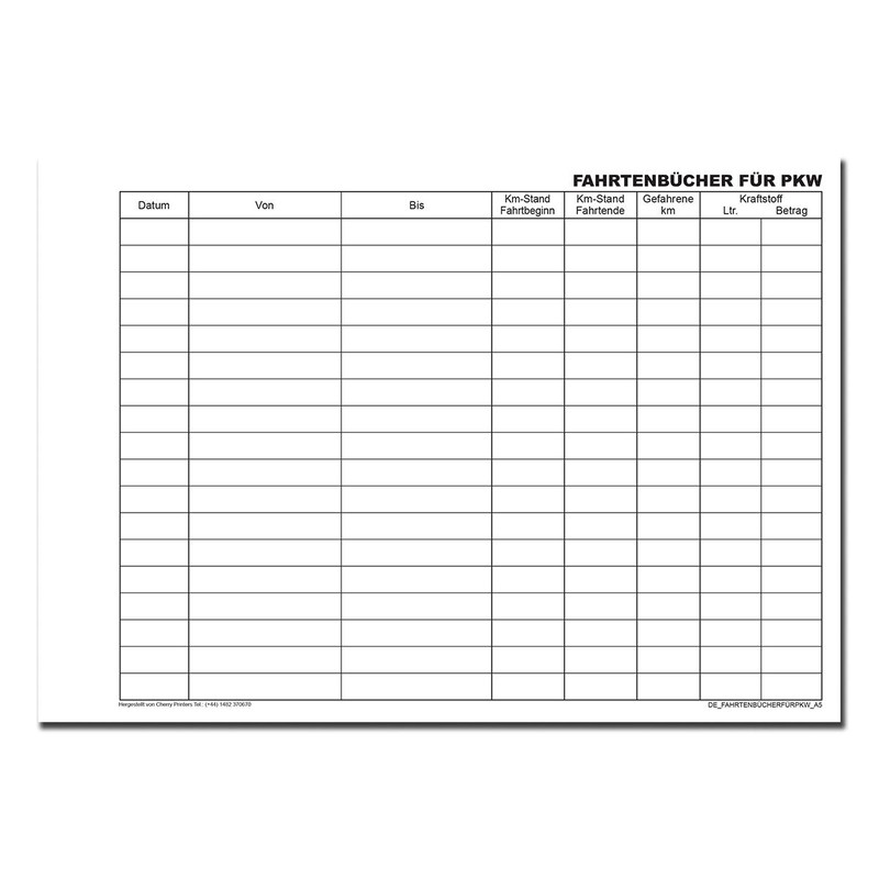 Cherry A5 Car Driving Logs on 100 Pages for 1800