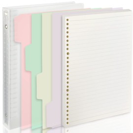 POPSFL B5 Loose Leaf Binder, 26 Holes, Large Capacity, Approximately 180 Sheets, Metal Ring, 60 Inner Pages, Horizontal Ruled, PP Color Index, 4 Sheets, 4 Sheets