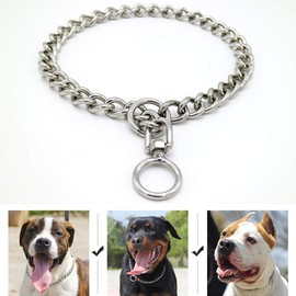 Yorakudo Dog Collar, Chain Collar, Training, For Medium and Large Dogs, Basic Pull Prevention Collar, Durable, Prevents Knots, 360°, Chalk Chain Chain Chain (1.4 x 21.7 inches (3.5 x 55 cm)