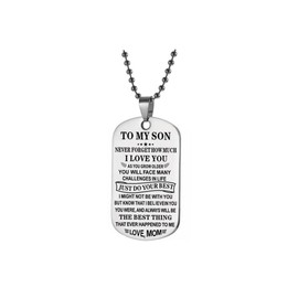 SBI Jewelry Present To Son Dog Tag Necklace Men Pendant Necklaces I Believe In You Gift Necklace Mom Women Mother Daughter Sister Auntie Boys Family Birthday Anniversary, Stainless Steel