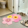 Livcoz Pink Yellow Floral Microfiber Bathroom Rugs 30''x20''