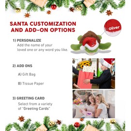 DolliBu Santa Sea Turtle Stuffed Animal Plush Toy - Eco-Friendly Sea Animal Dress Up with Red Santa Claus Hat, Cute Ocean Gift, Perfect Holiday with Name Personalization - 12 Inches