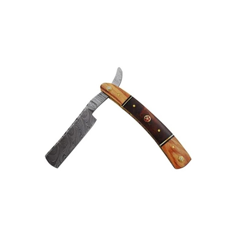 Old Ram Damascus Steel Straight Razor Shaving Cut Throat with