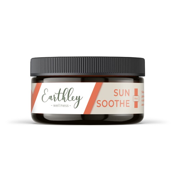 Earthley Wellness, Sun Soothe, All Natural Sunburn Relief, Comforts Sunburned, Sore, or Dry Skin Fast, Extra Hydrating Formula, Speed Healing, Calm Irritated Skin, Safe for Entire Family (8oz)