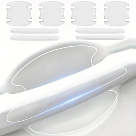 YJRUNFU Door Handle Protector, Car Door Guard, Set of 8, Transparent, Scratch Resistant, Waterproof, Anti-Slip, Easy Installation, Paint Protection, Universal Type for Many Vehicles