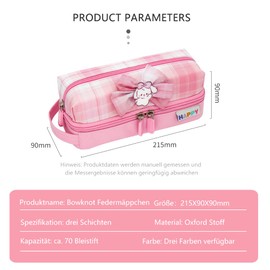 LONGFLY Large Capacity Pencil Case Stationery Bag for Middle School and Primary School Office Student Girls Adult Gift, pink, School bag set