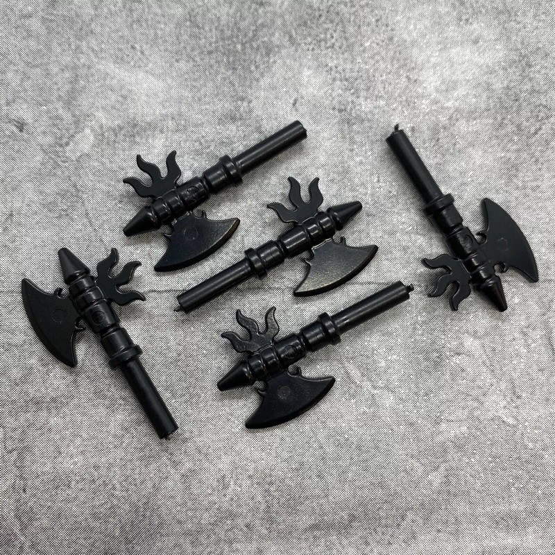 MuseBrickArts 5pack Knight Axe Black Blocks Weapons Accessories for Minifigures