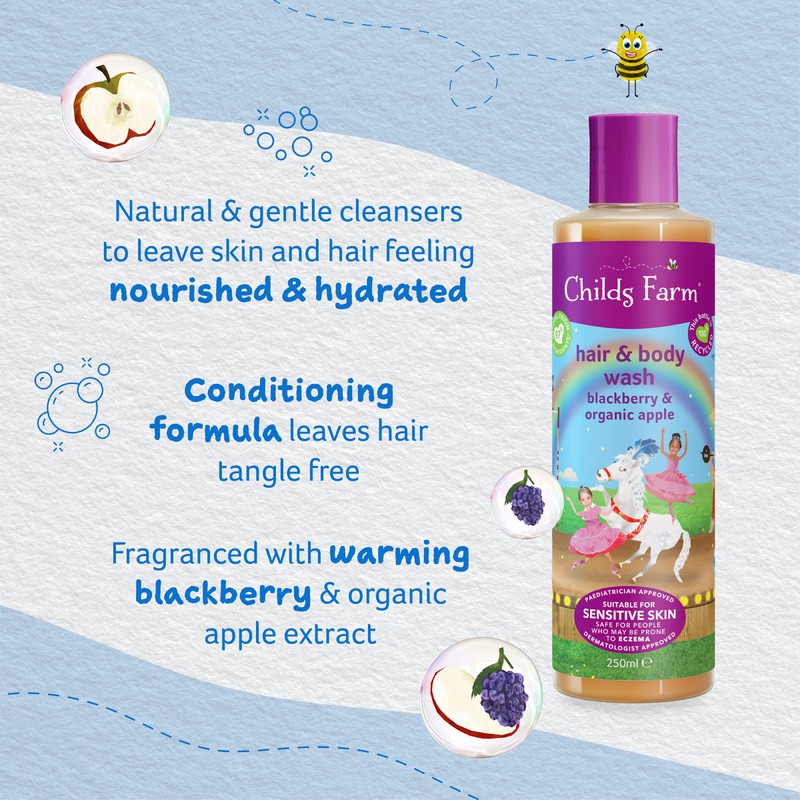 Childs Farm Hair and body shampoo with blackberry and organic