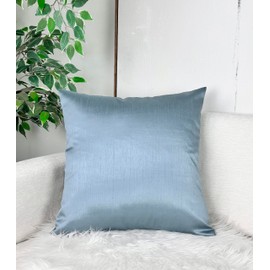 Aiking Home Solid Faux Silk Euro Sham/Pillow Cover, Zipper Closure, 26 by 26 Inches, Slate Blue