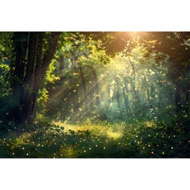 Reptile Habitat Backdrop Lightning Bugs Fireflies Forest Field Terrarium Backdrop Forest with Fantasy Lights Special Sunlight Rays Fish Tank Background Reptile Habitat Backdrop Vinyl 36x20in