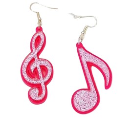 Fashionable Music Note Dangle Earrings With Unique Y Clef Musical Notes Drop Earrings for Women-Acrylic Pink