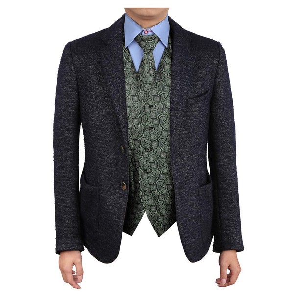 Epoint EGD1B04A-S Light Green Black Paisley Microfiber Beautiful Waistcoat Neck
