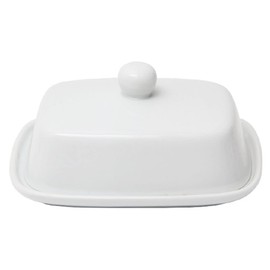 Butter Dishwith Lid for Countertop, Ceramics Butter Keeper Holder With Airtight Cover,Butter Container for Counter or Fridge, White Butter Holder