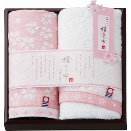 Stylem Takisada-Osaka Imabari Towel, Cherry Blossom Cloth Towel Set, Gift, Set of 2, Face Towel x 1, 13.0 x 31.5 inches (33 x 80 cm), Hand Towel x 1, 13.0 x 13.4 inches (33 x 34 cm), Cherry Blossom
