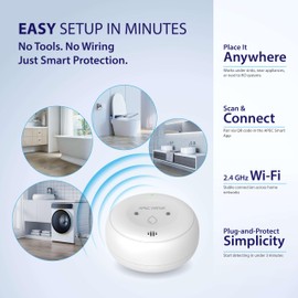 APEC WATER WiFi Water Leak Detector for Home, App Connected get Real-Time Alerts, Highly Reliable Dual Sensor Wet Moisture Detection (1PK)