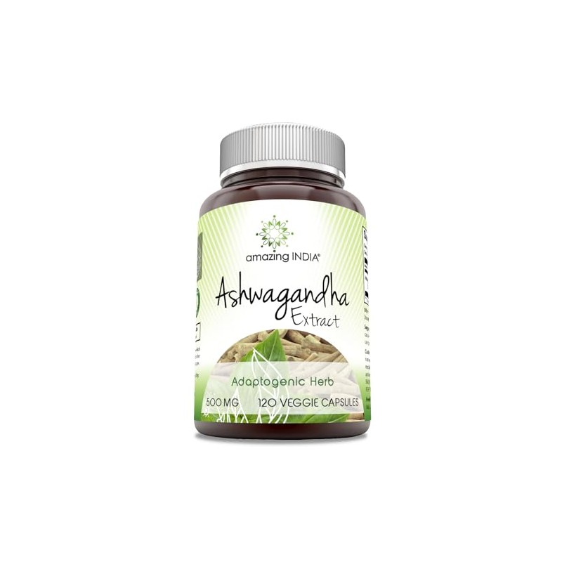 Amazing India Ashwagandha 500 mg Veggie Capsules Supplement | Made