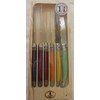 Jean Dubost Laguiole 6-Piece Steak Knives, Multi Colored Handles