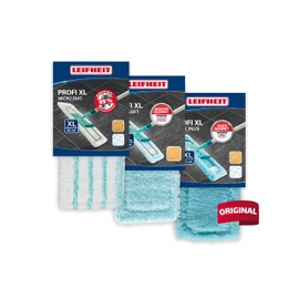 Leifheit Set of 3 Profi XL micro duo, super soft and static plus Mop Covers, Various Replacement Covers for All Floor Types, Mop Cover for Parquet, Laminate, Tiles and Dry Mopping