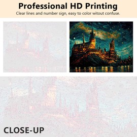 TISHIRON Abstraction Painting by Numbers for Adults, Castle DIY Oil Painting with Brushes and Pigment for Home Wall Decor, 16x20 Inch, Frameless