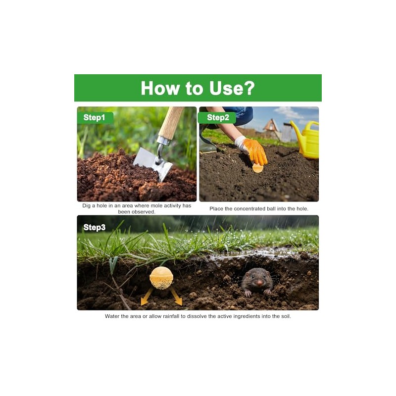 36Pack Mole Repellent - Natural Mole Deterrent for Yard, Garden