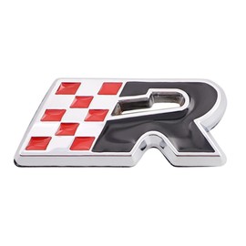 CARRUN R Racing Flag Emblem Sport Badge Car Side Rear Front Hood Trunk Door Fender Bumper Metal Badge 3D Decal Sticker Fit for All Corvette C2 C3 C4 C5 C6 C7 (Silver Black) (CR-RF)