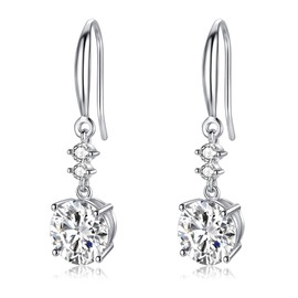 LYTOPTOP Silver Dangle Drop Earrings for Women, 925 Sterling Silver Cubic Zirconia Drop Earrings, Hypoallergenic Earrings Jewellery Gifts for Girls