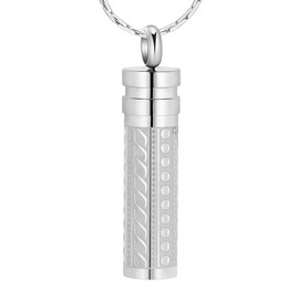 constantlife Cremation Jewelry for Ashes Openable Pill Case Urn Necklace Keepsake Perfume Memorial Pendant Locket Charm Accessories (Silver)