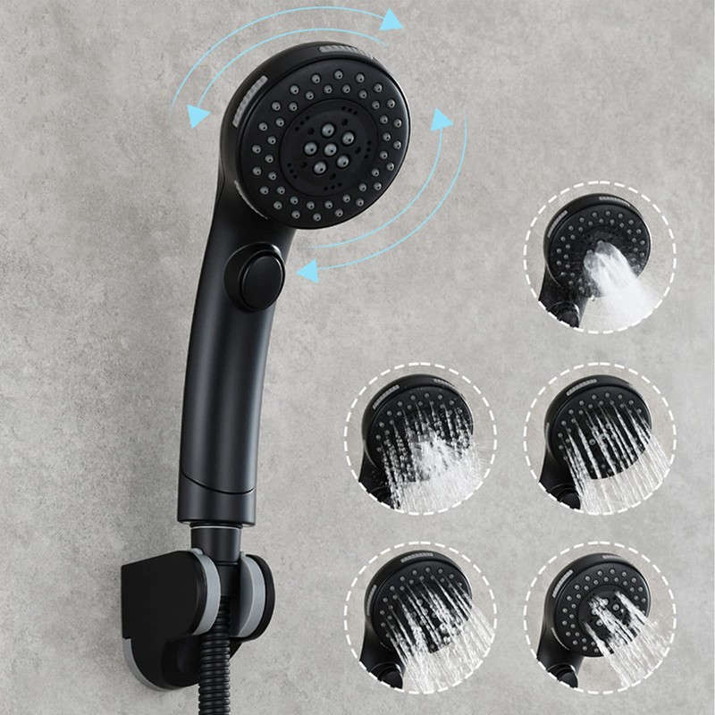 Black Hand Shower Head Set, Biveah 5 Mode Spray RV