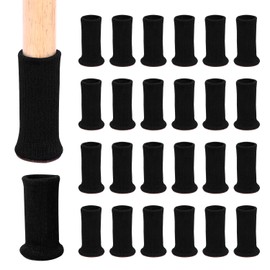 Ezprotekt Stuhlbeinschoner, Stuhlbeine Socken, 24 Stück Möbelsocken, Stuhlbeine, Socken, Elastisch, Dicke Unterseite, Möbelschuhe, rutschfest, Passend für Stuhlbeine von 1 bis 2 Zoll, Schwarz
