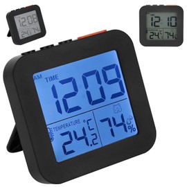 Bathroom Clock, Digital Shower Clock with Large LED Clear Display, Digital Shower Clock Monitors Temperature in C/F Temperature, and Indoor Relative Humidity Waterproof Clock for Shower Cooking