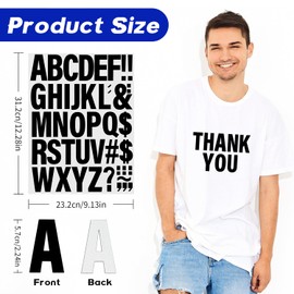 FR 10Pcs Iron On Transfer Letters A-Z for T-Shirts,Hoodies,Pajamas,Bags,Hats and Other Handicrafts（Black）